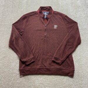 Johnnie O Pullover Mens Medium Red Quarter Zip EST 1969 Windmill Golf Sweater